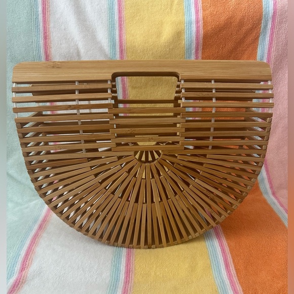 Bamboo crescent ark moon clutch purse handbag - Picture 2 of 8